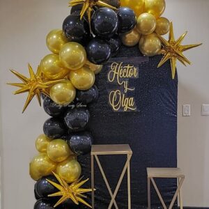 decoracion de eventos mampara y dos mesas